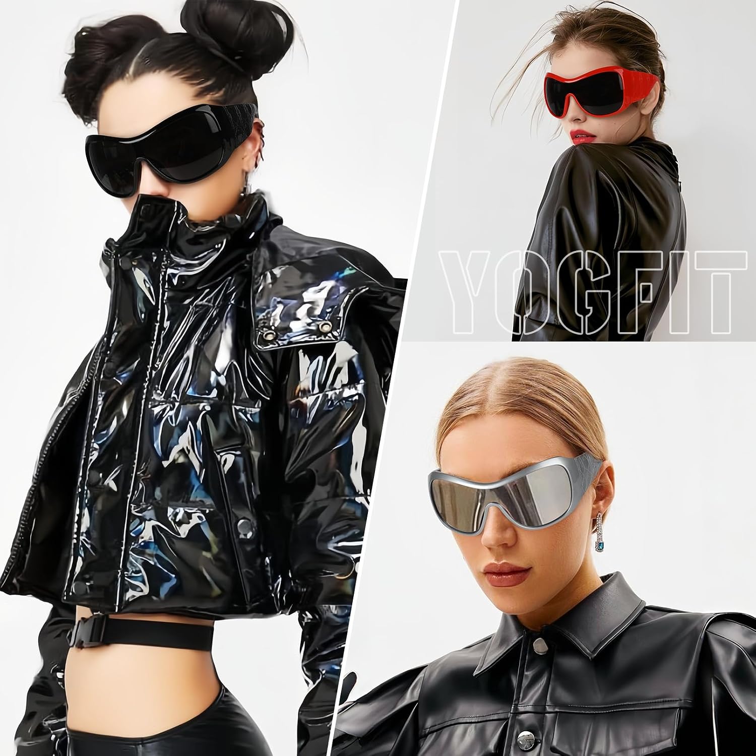 YOGFIT Trendy Oversized Sunglasses for Women Men Y2K Wrap Around Fashion Sunglasses