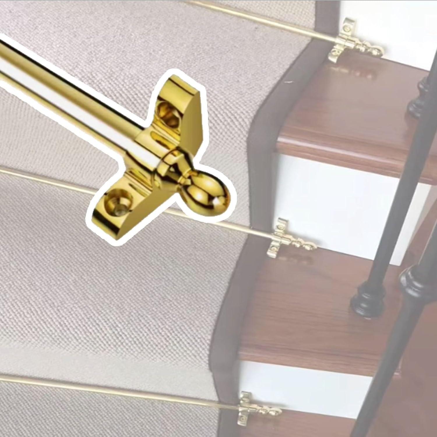 Safety Staircase Tubular Bar 5 10 13 Pcs Rust Resistant Carpet Holder Bracket - Length 40 50 60 70 80 90 100 Cm, Stairwell Rug Runner for Carpet Stairs Rods(Brass-13pack,55cm/21.6in)