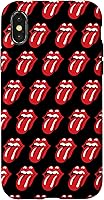 Vista 5 de Carcasa negra para iPhone 16 Rolling Stones Classic Tongue Logo Repeat