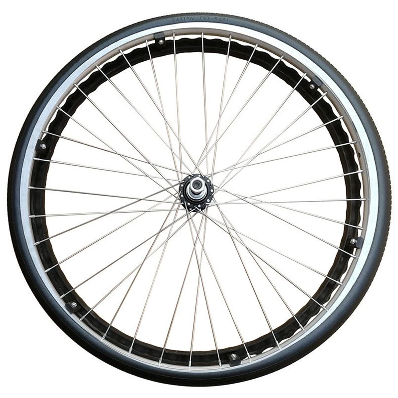 2 Kawałki Nienadmuchiwane Podręcznik Kółko Obrotowe,Wymienne Tylne Koła Wózka Inwalidzkiego z Lożyskiem 14mm,24x1 3/8（37-540) Antypoślizgowe Gumowe Koła