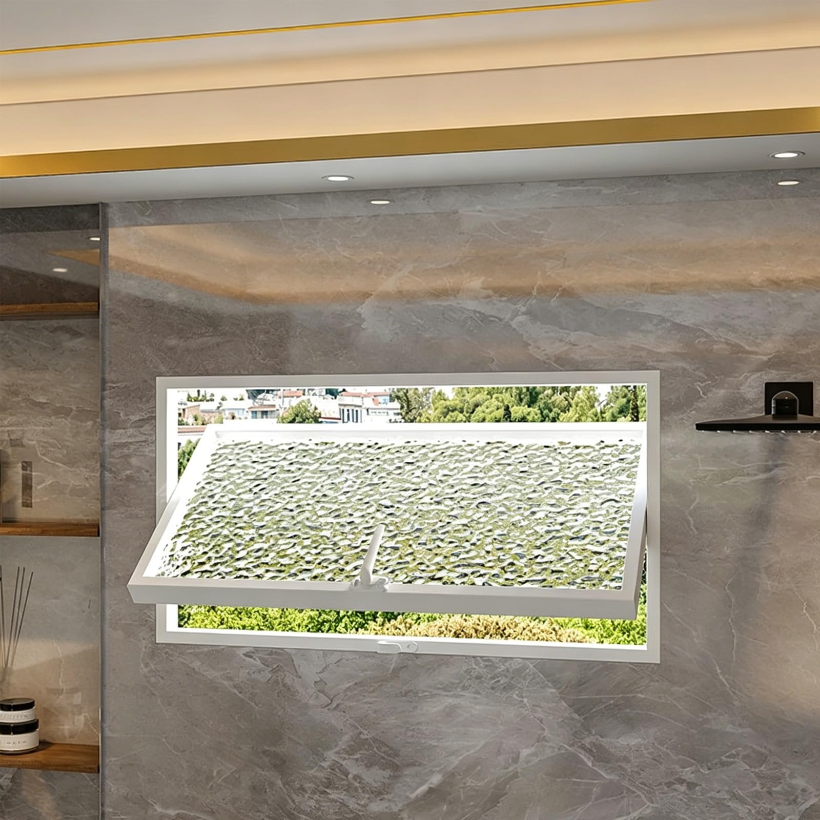 Fenêtre de cuisine coulissante 360 en aluminium blanc pour aérer sans vis-à-vis