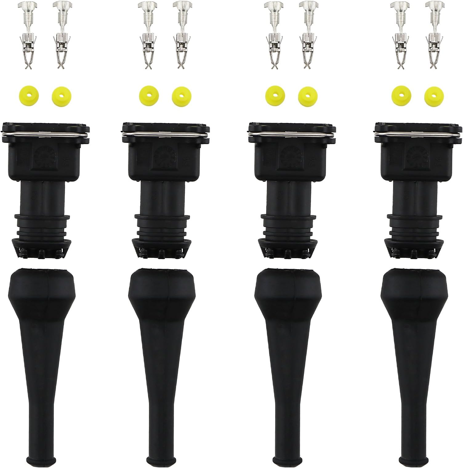 D2D 4pcs Fuel Injector Connector EV1 Waterproof 2 way Injector Wiring Connectors Plug Harness Kit Suit For Car