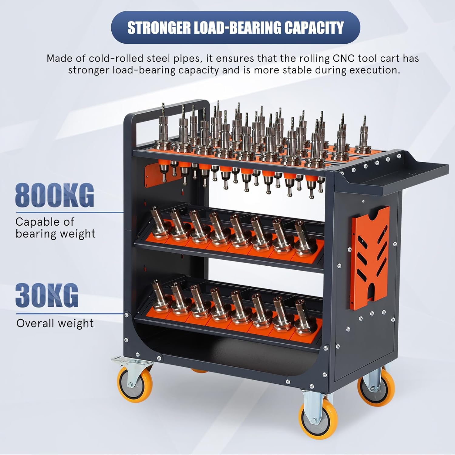 HEALLILY 56-Capacity Heavy-Duty CNC Tool Holder Rack Organizer, BT40/CAT40 Tool Storage Cabinet with Non-Slip Feet for Machining Center, Workshop & Warehouse Storage