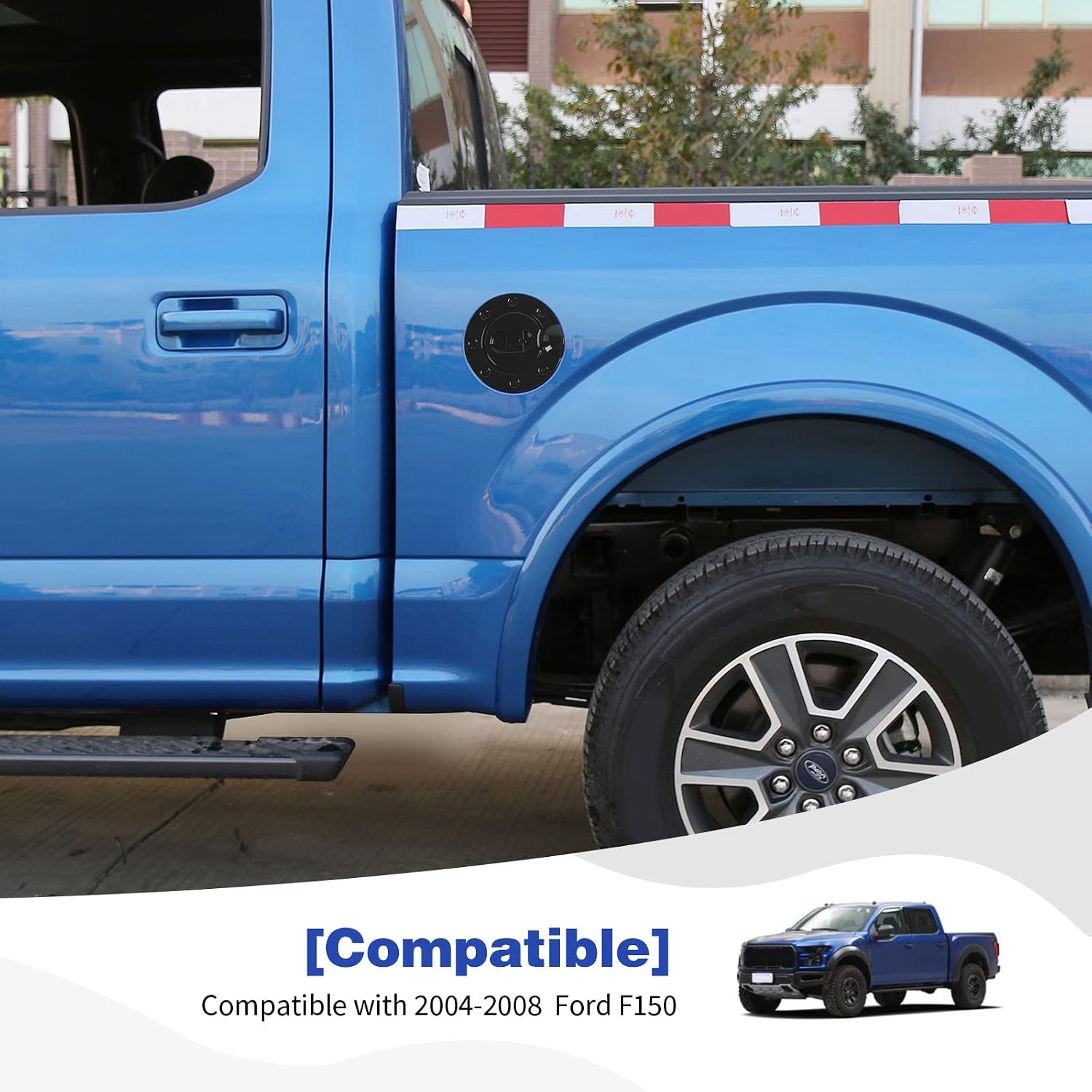 for F150 Gas Cap Fuel Filler Door Tank Cover Trim for Ford F150 2004 2005 2006 2007 2008 Black Exterior Accessories