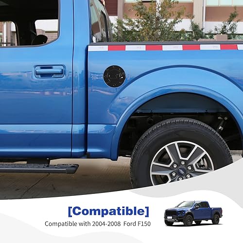 Miniatura 3 de Para F150 Tapa de gasolina Llenadora de combustible Tapa de tanque de puerta Trim para Ford F150 2004 2005 2006 2007 2008 Negro Exterior Accesorios