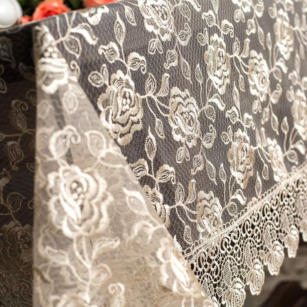 ARTABLE Rectangular Table Cloth Lace Macrame Vintage Tablecloth Shabby Chic Embroidered Oblong Table Cover for Wedding Banquet Holiday Long Dinner Tables (Golden, 51" x 70")
