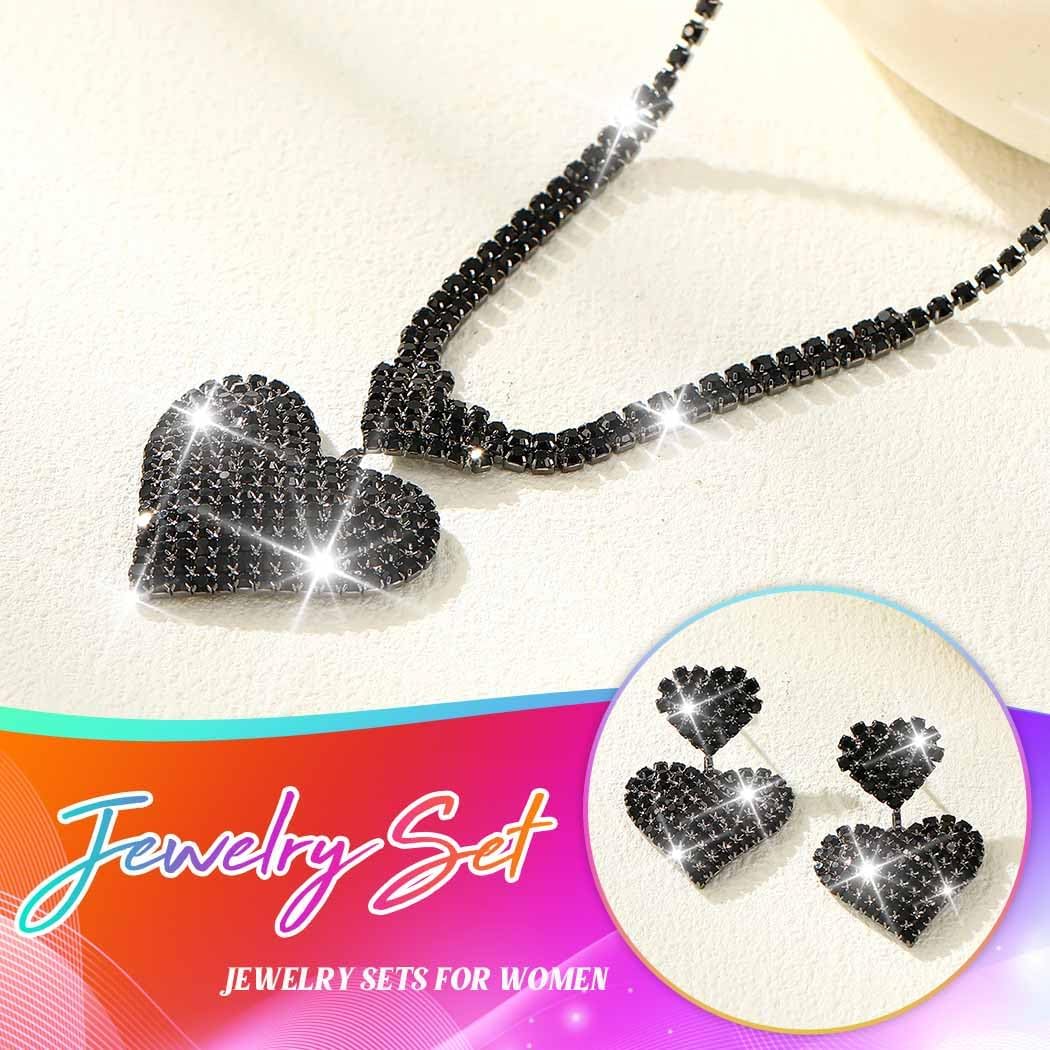 Unicra Crystal Heart Bridal Wedding Jewelry Set Silver Rhinestone Necklace Earrings Bracelet Sets Formal Costume Jewelry for Women and Brides - Image 5