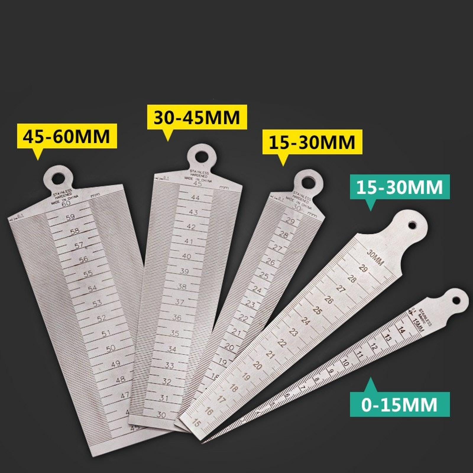 SEIWEI 1 Pcs Stainless Steel Taper Gauge Welding Wedge Feeler Gauge Gap Feeler Measure Tool Used in The Field of Taper and Welding Measurement (1-15mm)