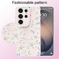 Vista 6 de Funda para Samsung Galaxy S26 Ultra, bonita funda protectora de poliuretano termoplástico suave a prueba de golpes y diseño floral, con lazo rosa