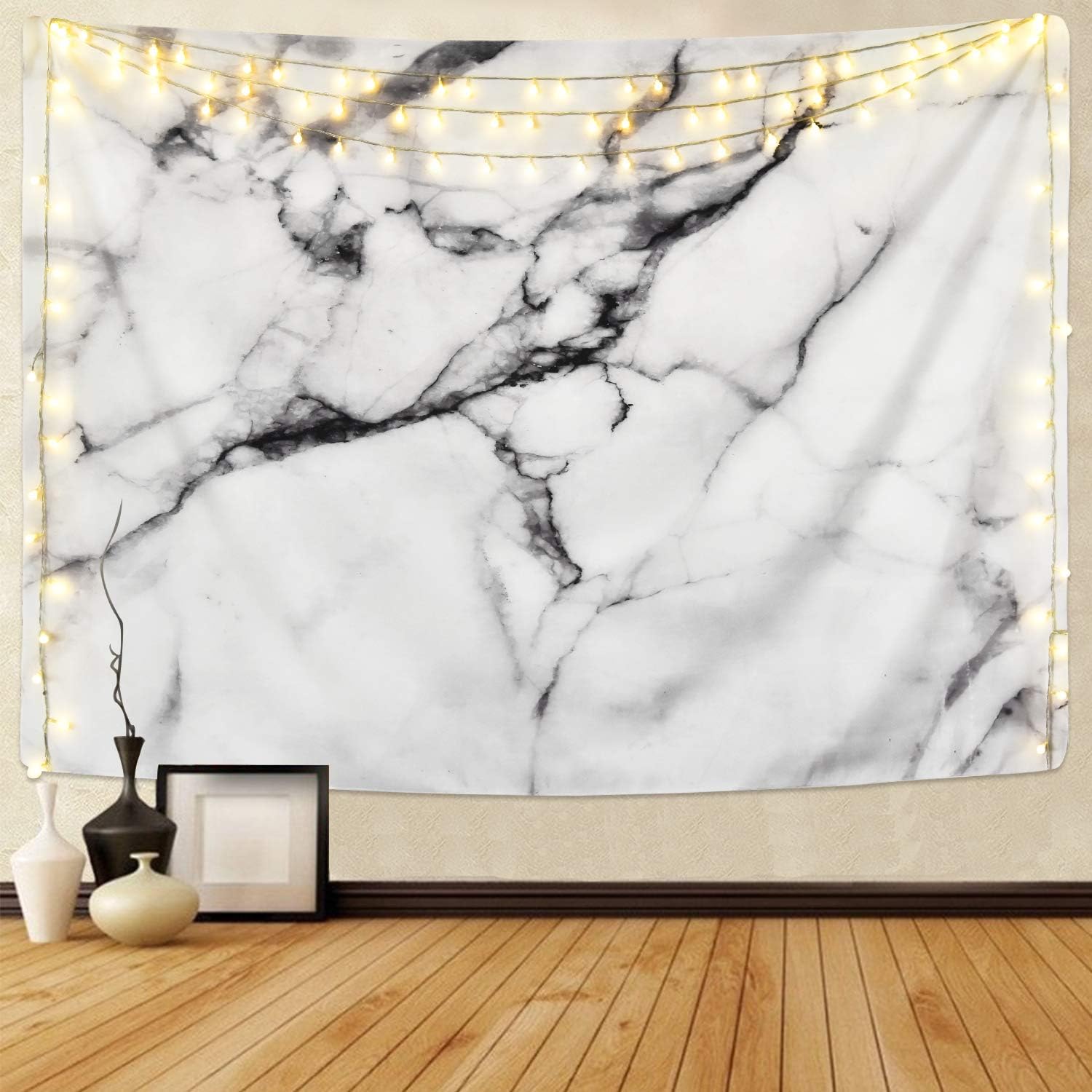 Sunm Boutique Black and White Tapestry Marble Tapestry Wall Hanging Indian Dorm Decor for Living Room Bedroom (Marble, 70.8"x 92.5")
