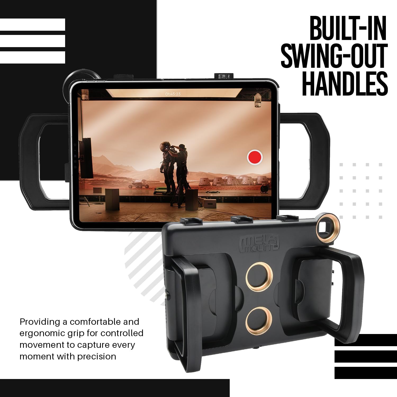 MegaMount Rig Case Video Stabilizer for iPad 10.9 inch (Latest 10th Gen Model) Handheld Tablet Stabilizers w/Swing Handle, Cold Shoe Mounts, Tripod Mount for Videography, Vlogging, Film Making