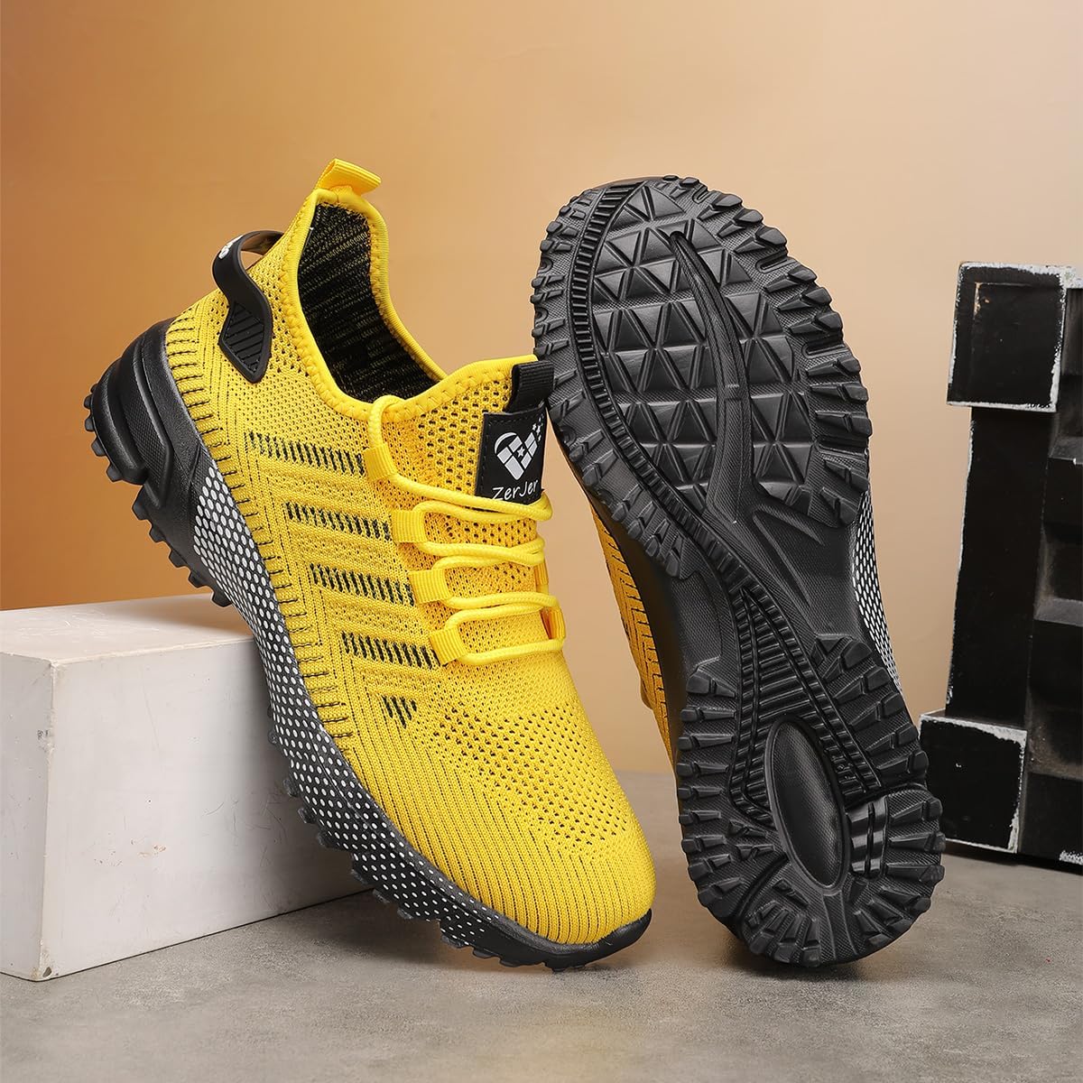 Mens Shoes Running Shoes Street Walking Sneakers Mesh Workout Shoes 39 EU Yellow