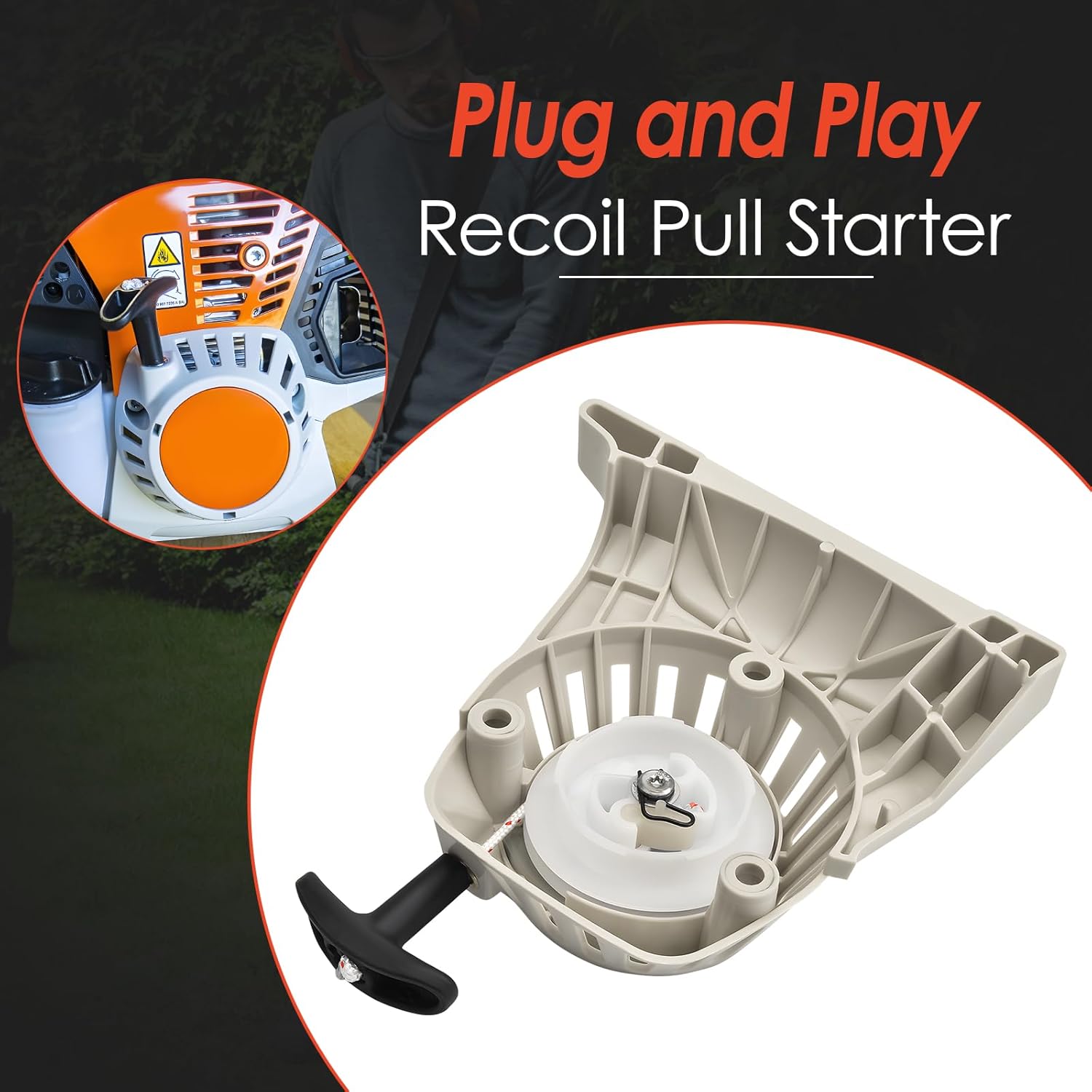 Recoil Starter Assembly Fits for Sti-hl FS90 FS91 FS110 FS111 FS130 FS131 KM91 KM131 String Trimmer Pull Starter Assembly Replace 4180 190 4002