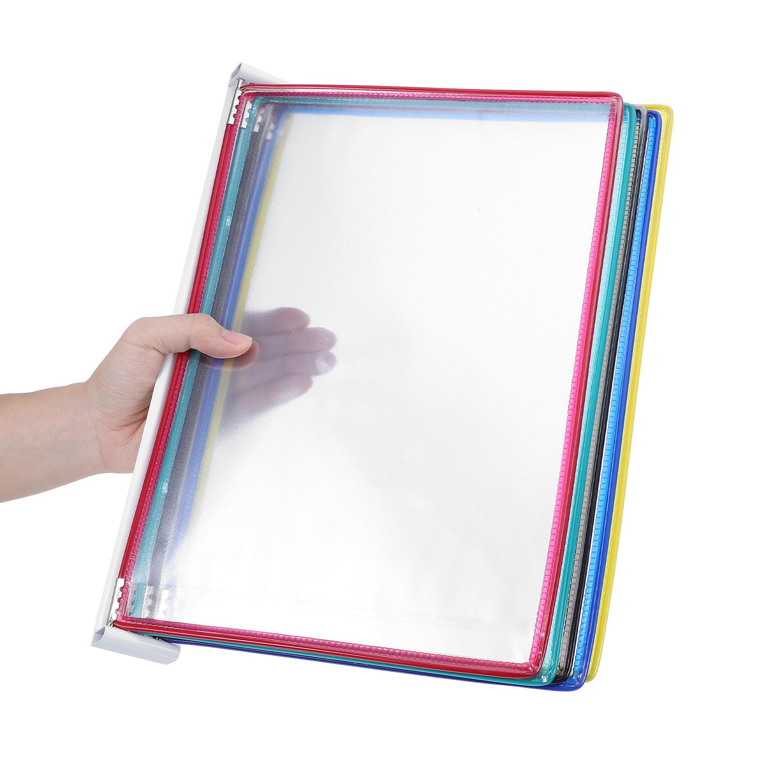TEHAUX 10 Hojas Organizador de Documentos Montado en Pared Bolsillos de Plástico Doble Cara para Oficina y Escuela, Expositor de Archivos Colgante para Mostrar Documentos