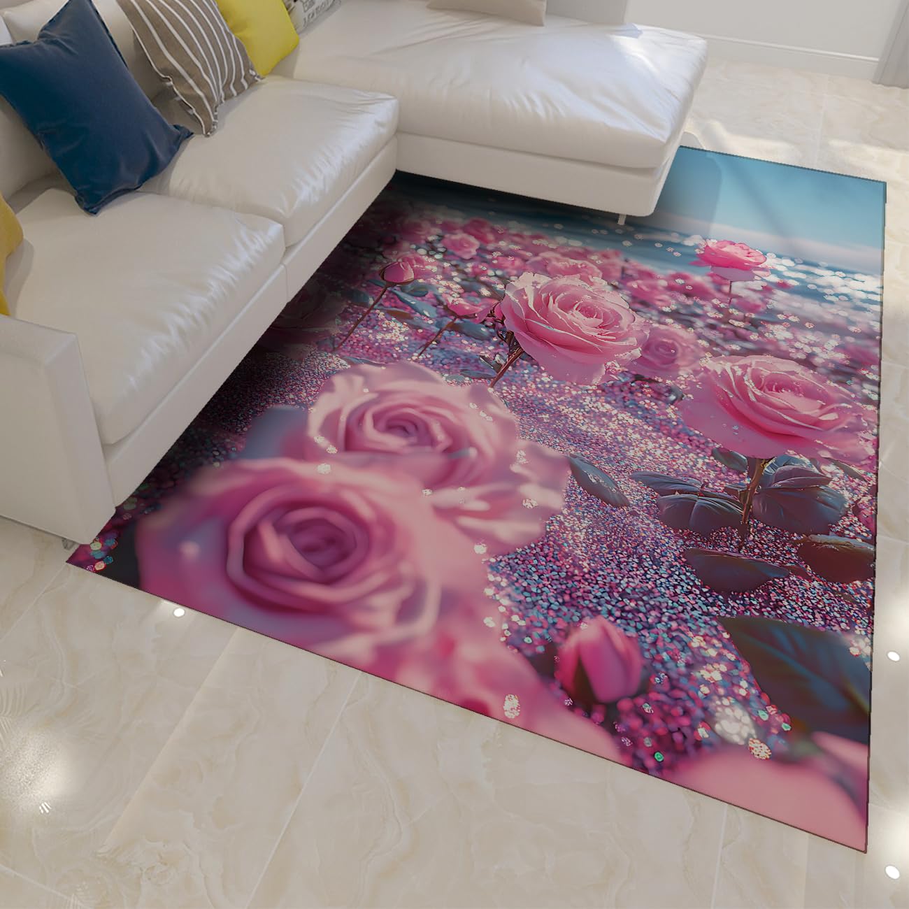 Tapis Cour Pink Roses 140x200cm tapis entrée couloir