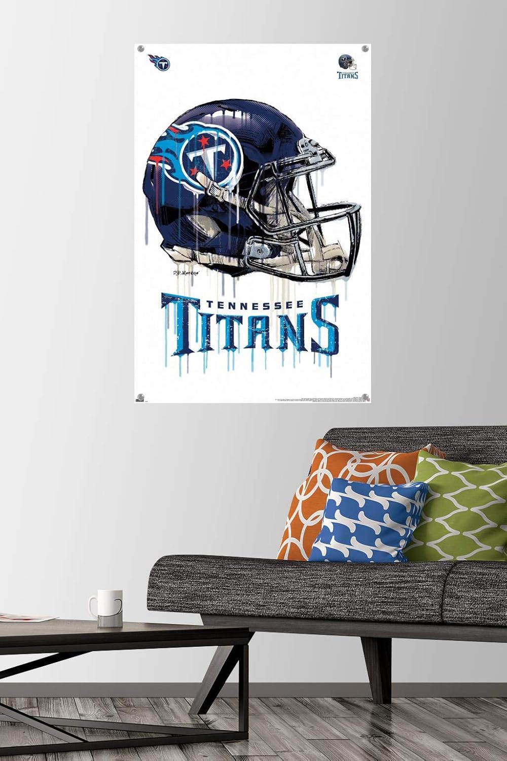 Trends International NFL Tennessee Titans - Drip Helmet 20 Wall Poster, 22.37" x 34.00", Premium Poster & Push Pin Bundle