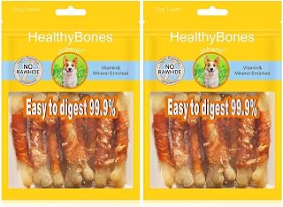 UrbanX HealthyBones Rawhide Free Healthy Foods for Australian Cattle Dog and Other Med Herding Dogs, Chicken Wrapped Sticks Dog Foods, Soft Chewy Foods for Training Rewards, 14 Count