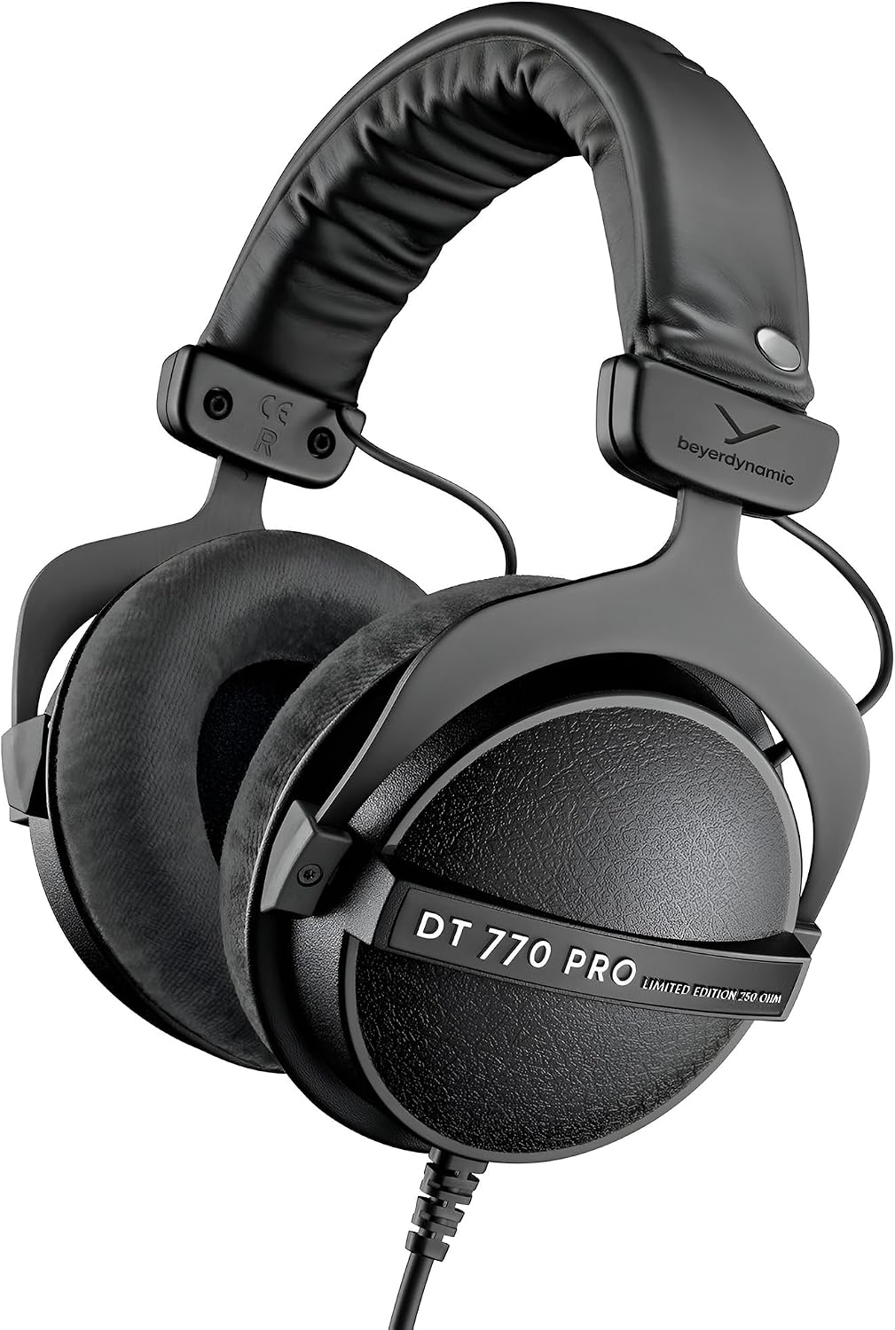 DT 770 PRO, 250 Ohm, Closed Back, Over Ear, Wired Professional Studio Headphones, Audio Monitors, Audiophile, 3m Coiled Cable, Black with Limited Edition Black Velour Ear Pads | Closed Back, Over Ear, Wired Professional Audio Monitors, Audiophile, Limited Edition Black Velour Ear Pads