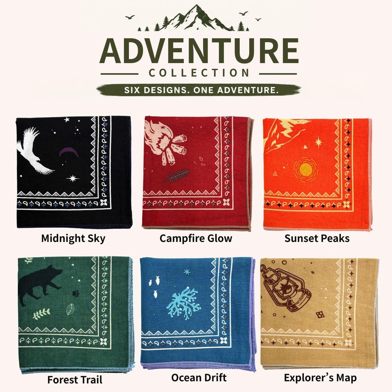 MDSTYLE Adventure Bandana for Men & Women – 100% Cotton Head Scarf, Unique Outdoor Designs, Soft Durable image 2