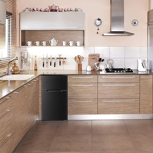 Miniatura 6 de Antarctic Star Mini refrigerador compacto, 3.2 pies cúbicos. Congelador separado doble de 2 puertas, estantes extraíbles ajustables para