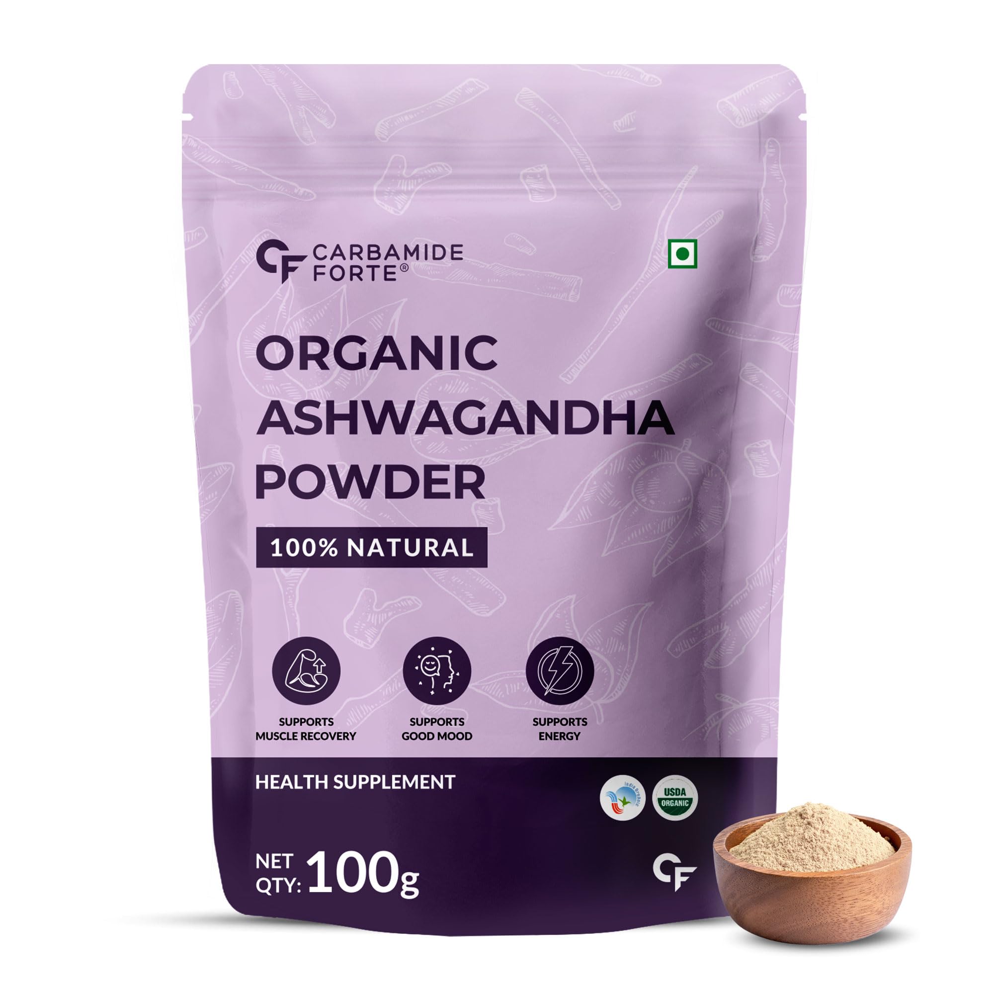 Carbamide Forte CF 100% Organic Ashwagandha Powder - Withania Somnifera - USDA Certified Organic Ashwagandha for Vitality, Strength & Stress Management - 100g Veg Powder (B09LCX72MQ) Amazon Price History, Amazon Price Tracker