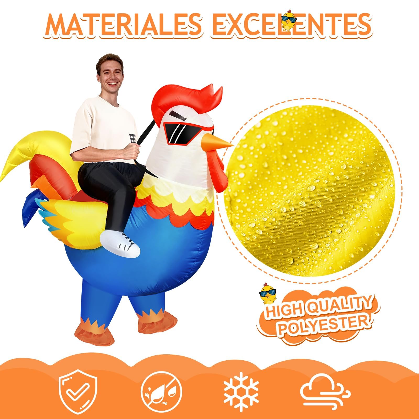 MIAOKE Inflatable Costume, Halloween Costumes Adult Inflatable for Men Women Blow up Funny Fancy Dress (Sunglasses Chicken) - Image 2