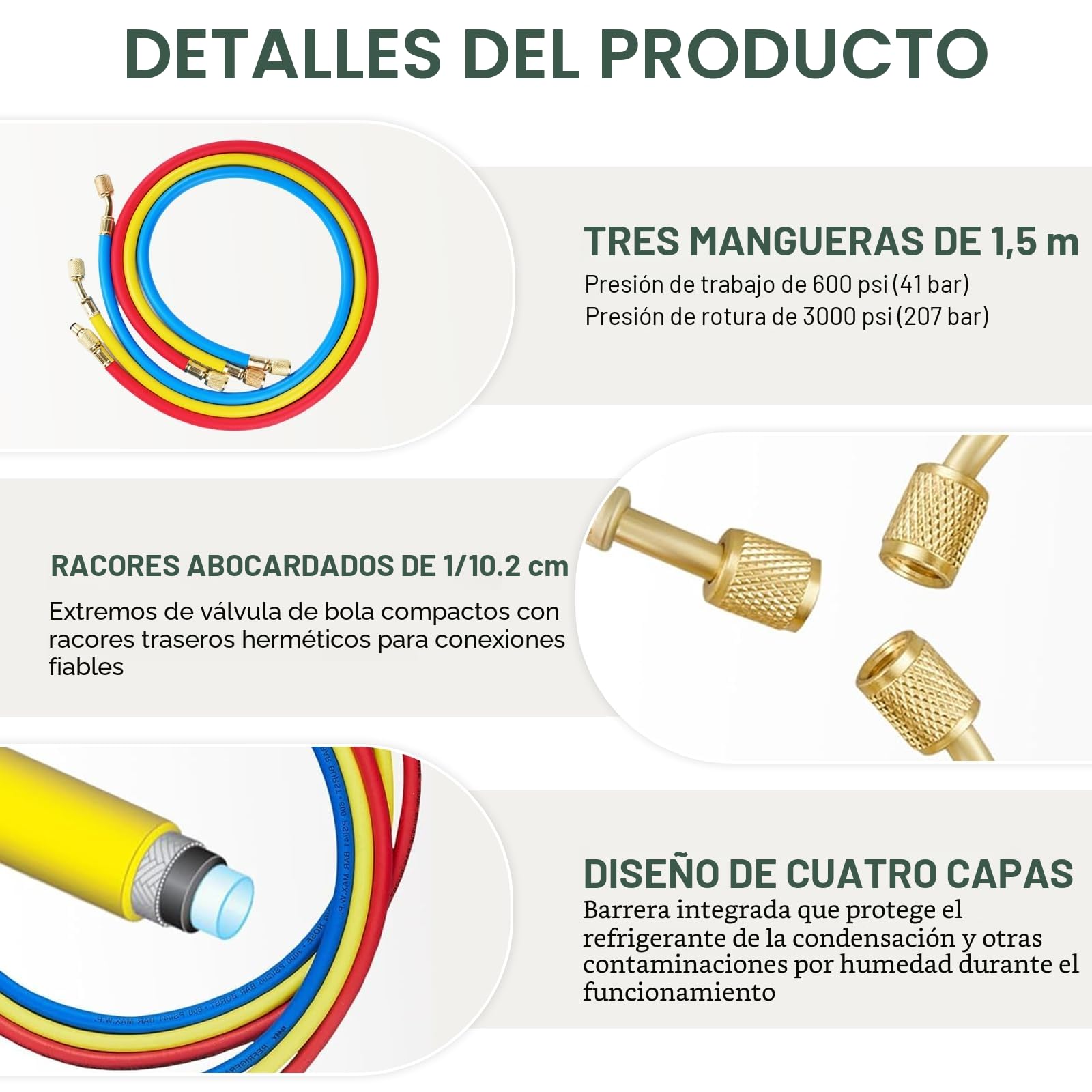 Manometros Aire Acondicionado, Manómetro de Refrigerante de 1/4, Distribuidor de Refrigerante y Manómetro de Grifo Kit de Refrigeración con Manguera para Sistemas de R404A R12 R22 R134A