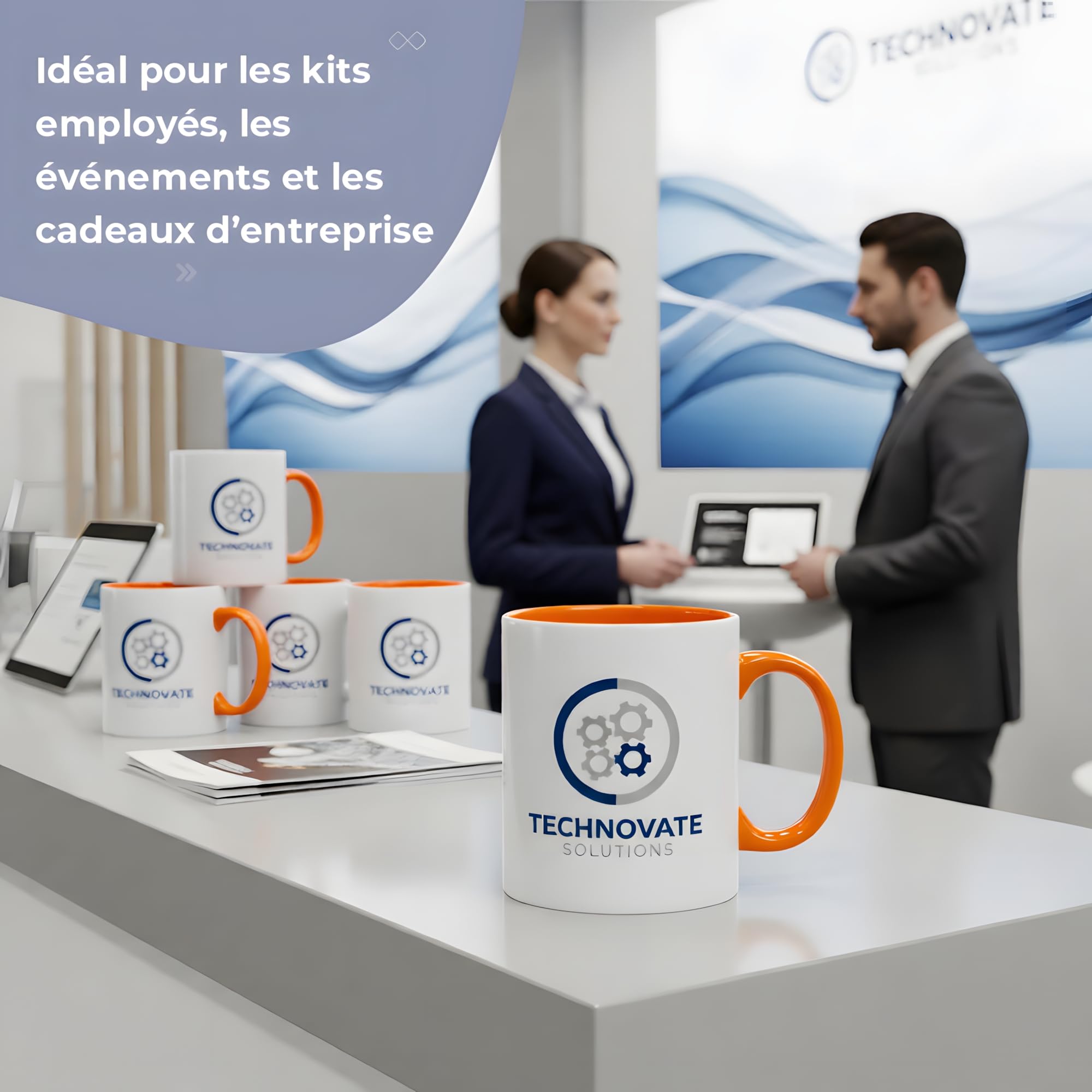 Cimpress Mug Personnalisable Photo Texte, 325 ml, Lot de 10, Orange | Tasse A Cafe Personnalisée Prénom, Tasses d'entreprise avec son propre logo, Cadeau d'Entreprise, Collègue