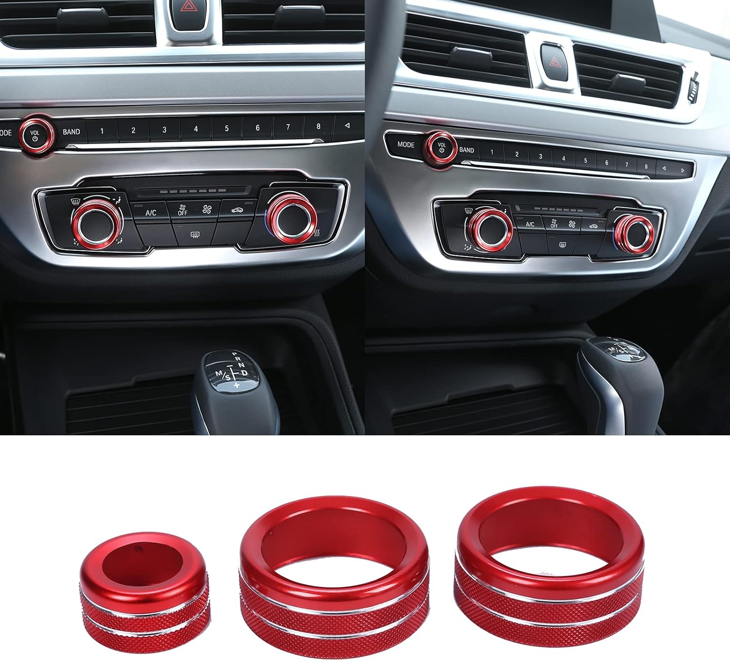 3 Pcs Car Aluminum Alloy Rear View Mirror Adjustment and Volume Knob Cover Trim Compatible with Toyota Supra GR A90 A91 MK5 2018 2019 2020 2021 2022 2023 2024 BMW Series 1 2017 2018 2019 2020 (Red)