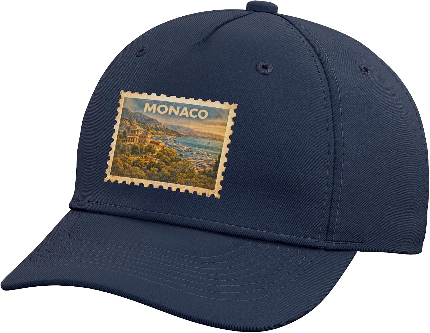 Vintage Monaco Retro Travel Stamp Art Adjustable Baseball Hat