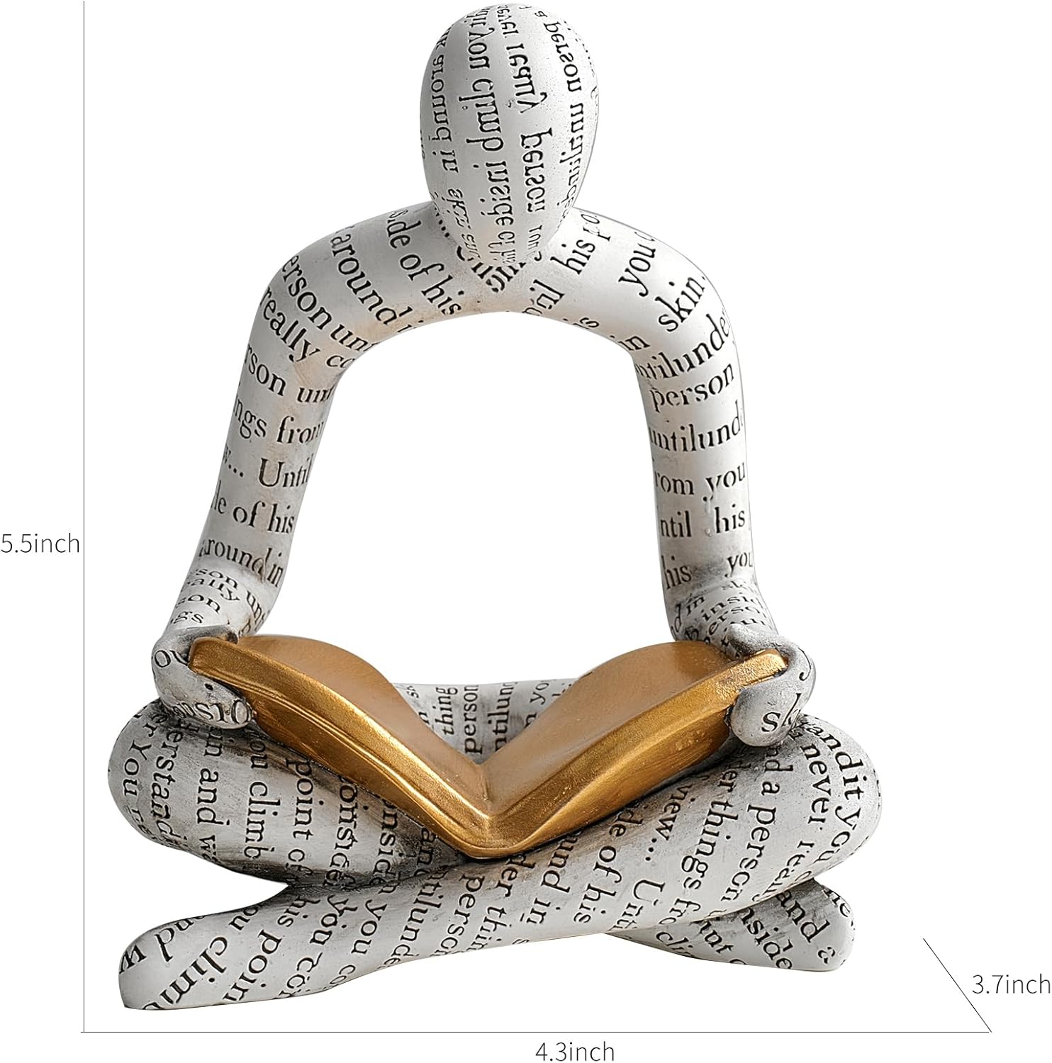 Modern Reading Figure Statue, Home Decor Thinker Statue, Abstract Art Ornament, Reading Sculpture Decor for Bookworms in Family, Office, Living Room, Ideal for Shelves, Desks or Tables (White)