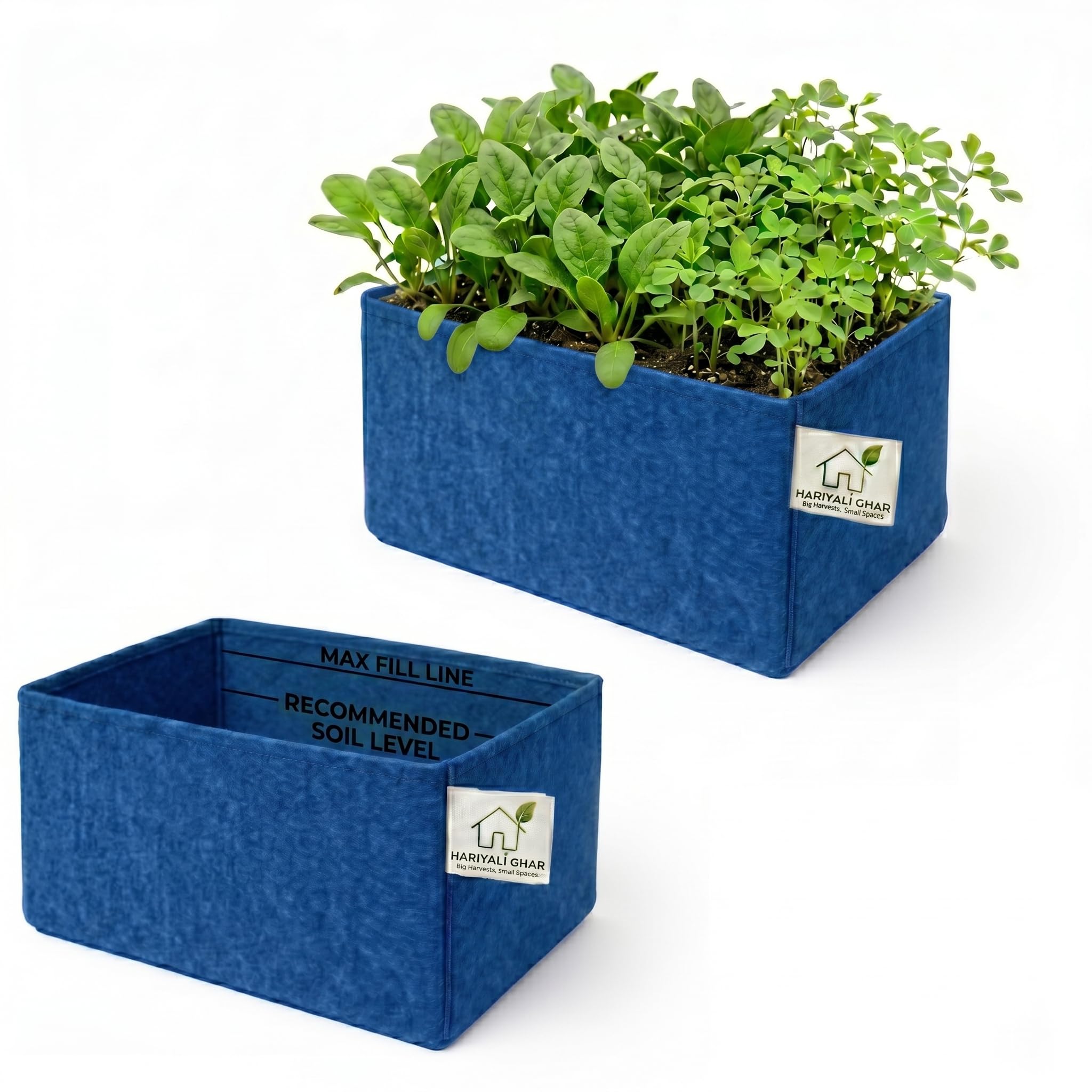 400 GSM Geo Fabric Rectangular Grow Bag 20x8x8 Inch Blue Pack of 2-image-14