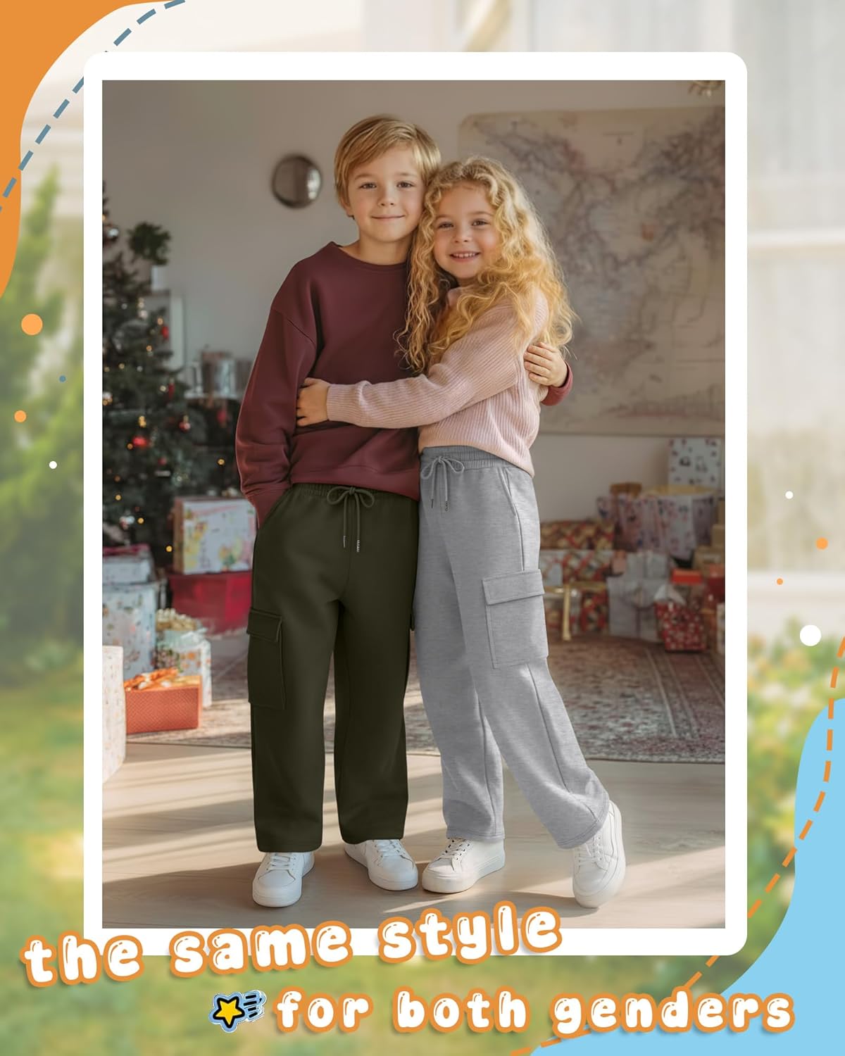 3 Pack Boys' Cargo Sweatpants Drawstring Elastic Waist Joggers Kids Youth Athletic Hiking Pants with 4 Pockets - Image 3