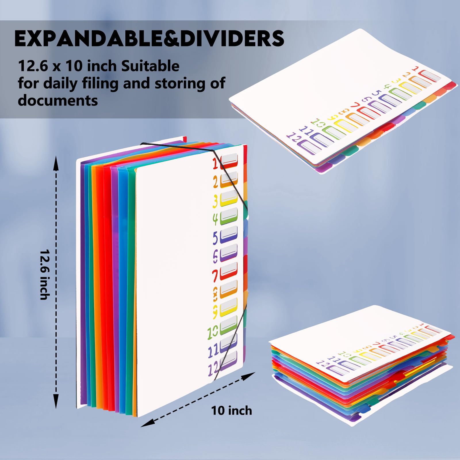 24 Pockets Expanding File Folder Organizer,Accordion File Organizer,A4 Letter Size,Rainbow Tab - Image 4