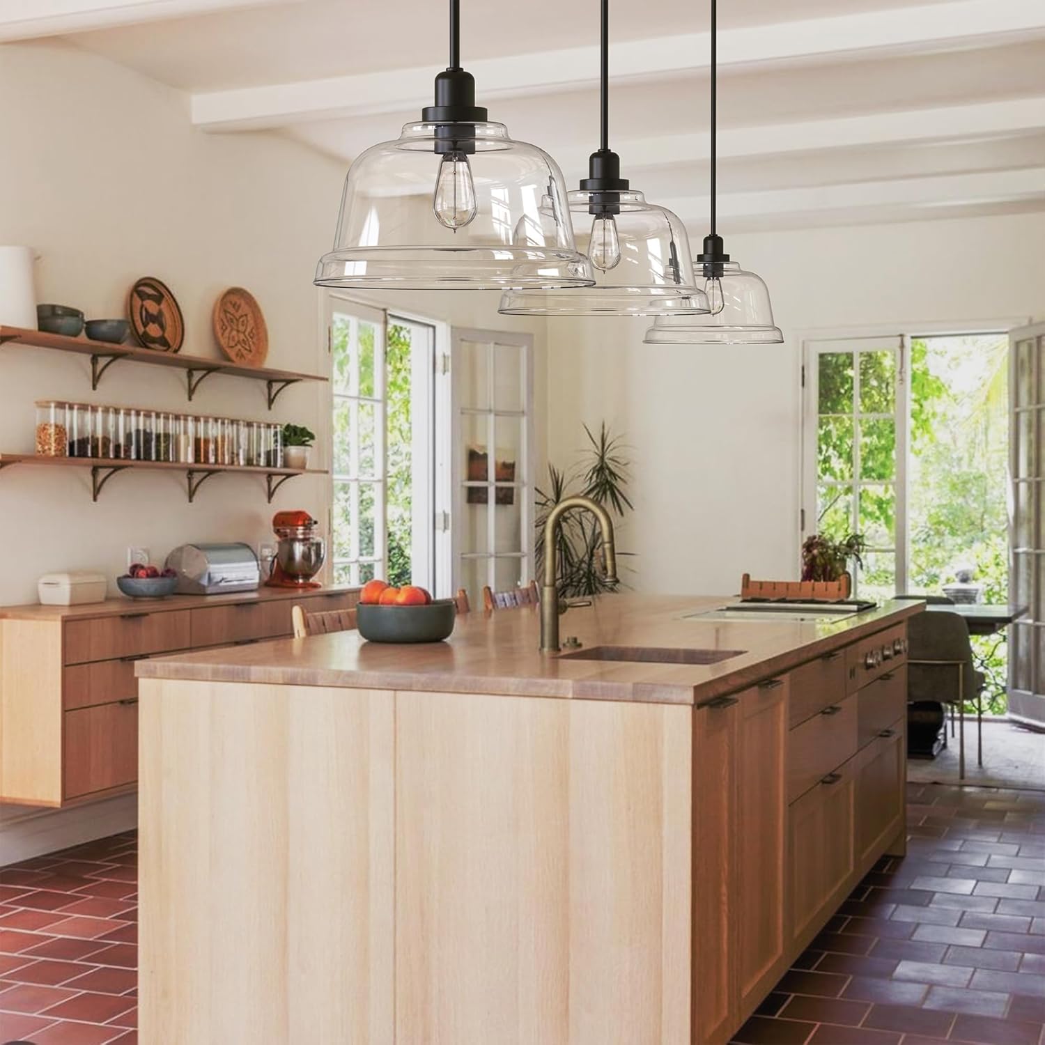 Aura 1-Light Pendant Ceiling Light Fixture with Clear Glass Shade Dark Bronze for Kitchen Island, Hallway, Entryway, Passway, Dining Room, Bedroom, Balcony Living Room