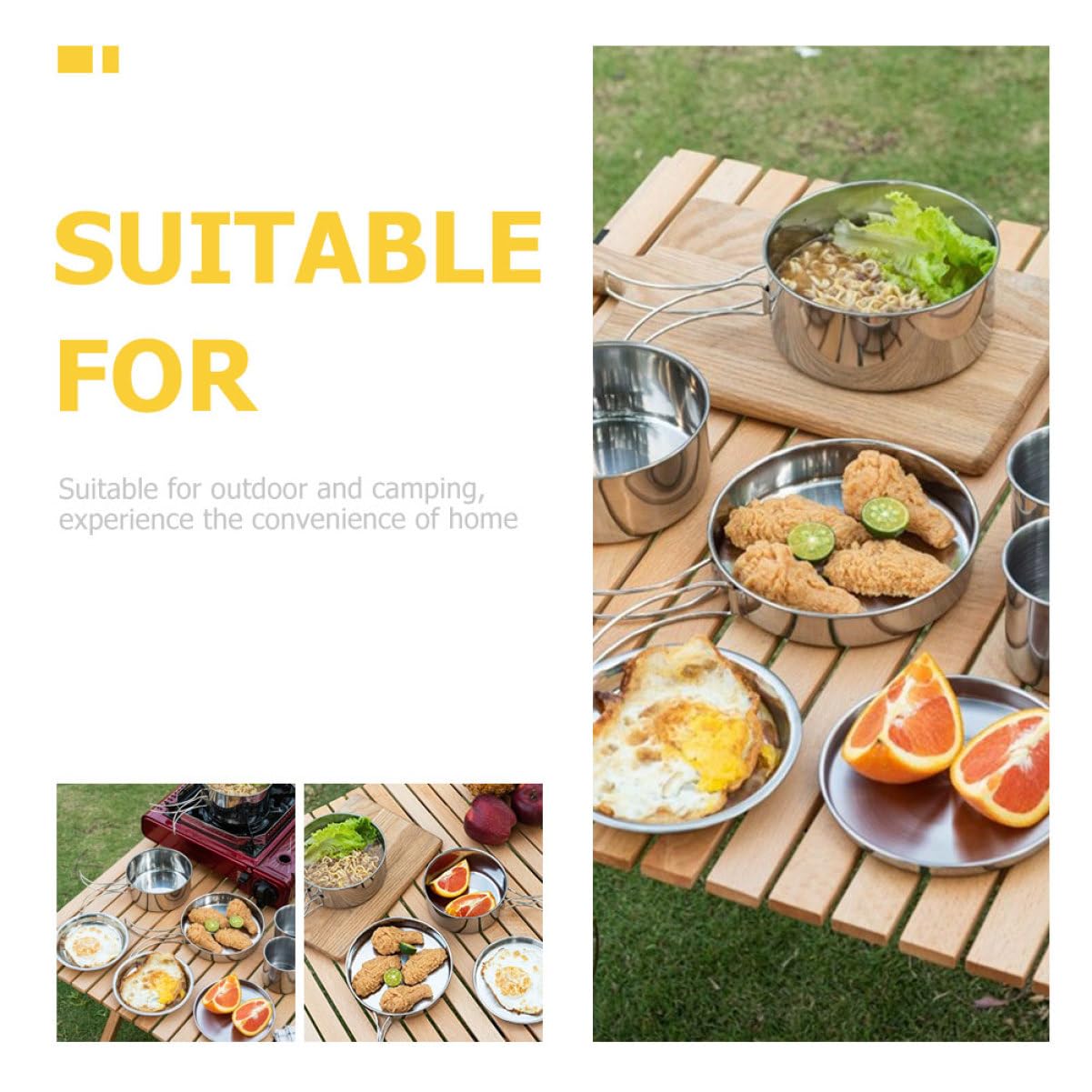 Happyyami 1set Pieghevoli Inossidabile Utensili Multifunzionali Per Picnic e Attività Outdoor Kit Per Escursionismo e Grigliate