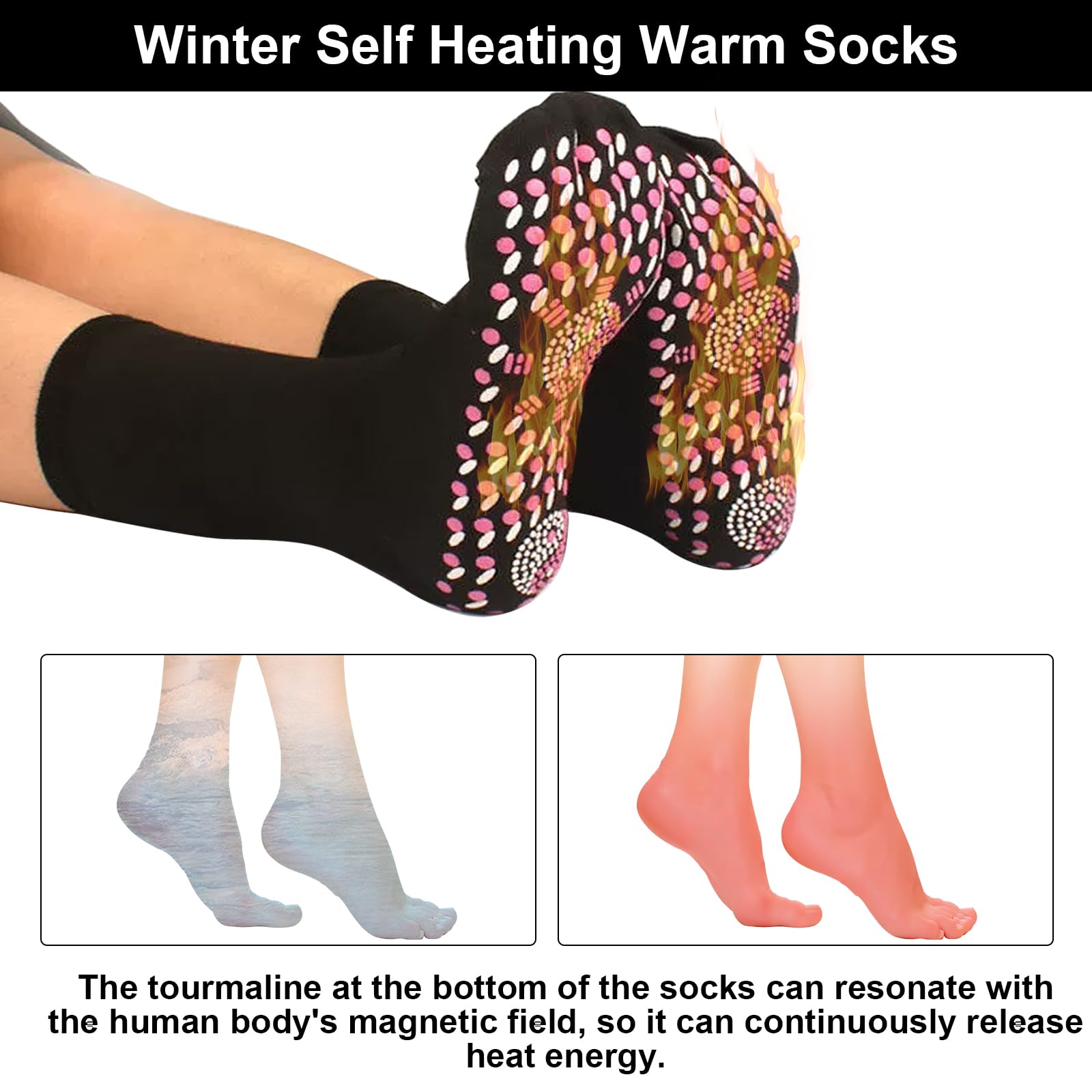 Calze Autoriscaldanti Con Tormalina - 6 Paia Calzini Termici Per Sci E Inverno
