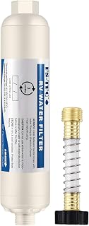 FS-TFC RV Inline Water Filter with Flexible Hose Protector Reduces Bad Taste, Odors, Chlorine, Sediment for RVs and Marines, Drinking & Washing Filter