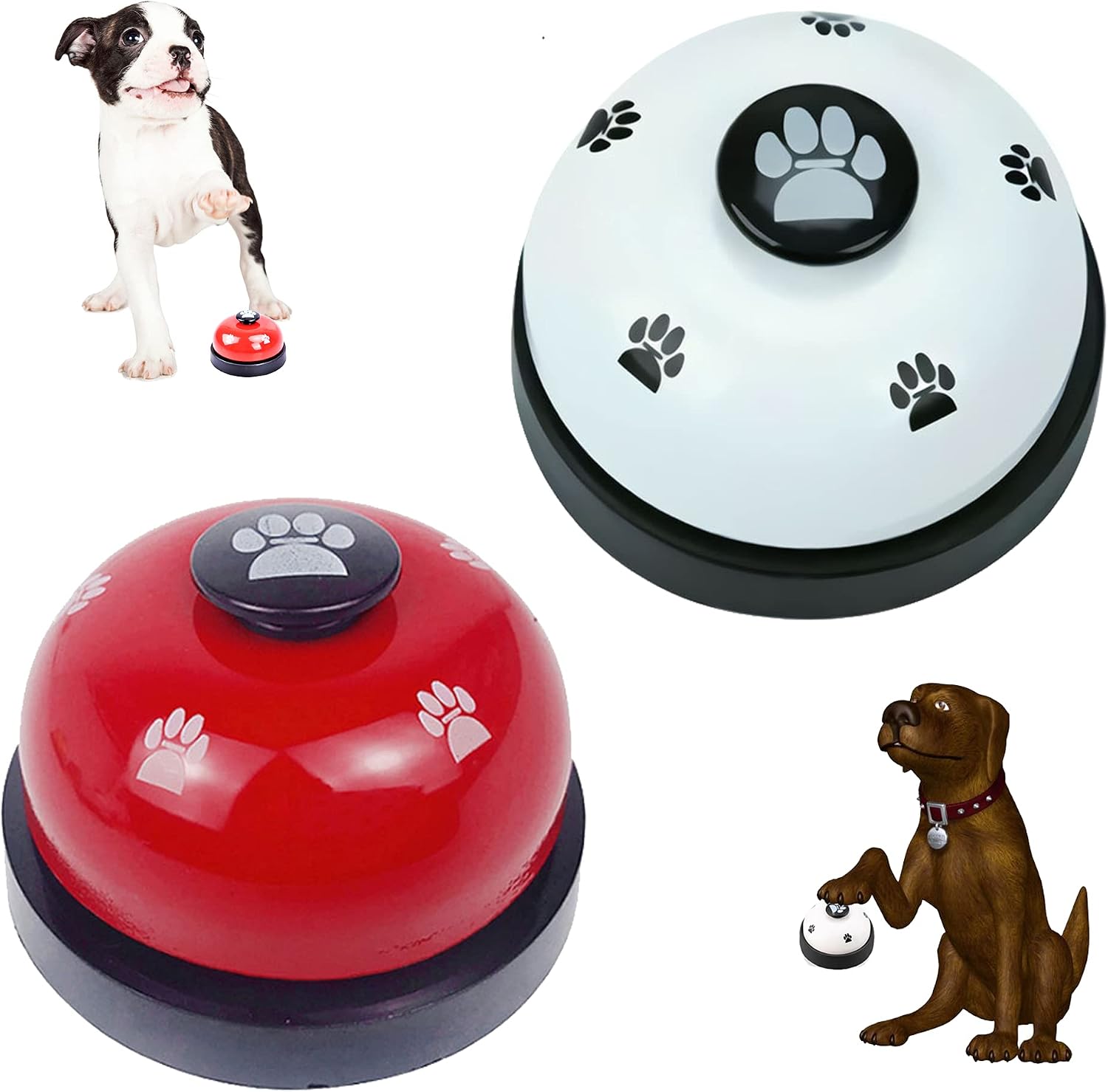 OINEEDU Pet Dog Cat Training Bell - 2 Pack Dog Puppy Pet Potty Training Bells - Dog Cat Door Bell - with Non-Skid Rubber Base (Red+White) …