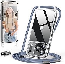 GOODVISH iPhone 17 Pro MAX Case with Rope, Transparent Phone Case with Lanyard, Phone Case with Necklace, Camera and Screen Protection, Anti-Drop Cover 6.9", Blue