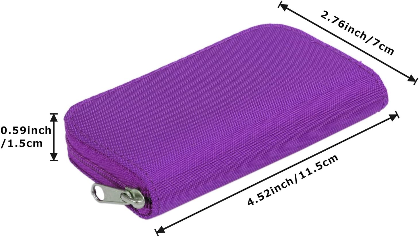 Memory Card Case, WOVTE Portable 8 Pages and 22 Slots SD SDHC MMC CF Micro SD Memory Camera Card Case Holder Pouch Zippered Storage Bag (Purple)