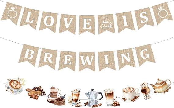 3Pcs Love is Brewing Banners Love is Brewing Bridal Shower Decorations Coffee Bachelorette Wedding Engagement Anniversary Theme Party Supplies