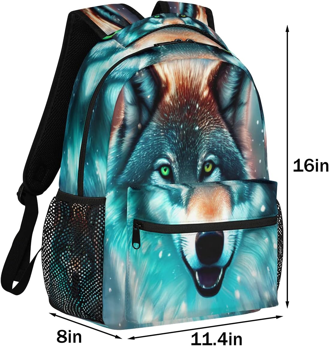 Cool Wolf Backpack for Girls Boys Kids Galaxy Animal 16inch Laptop Backpacks Lightweight Waterproof School Bookbag Travel Daypack Computer College Bag Gym Rucksack for Work School Women Men