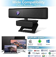 Vista 6 de ROTOPATA Cámara web con altavoces y micrófono, cámara de computadora Full HD 1080P/30FPS para transmisión de videoconferencias, 4 micrófonos