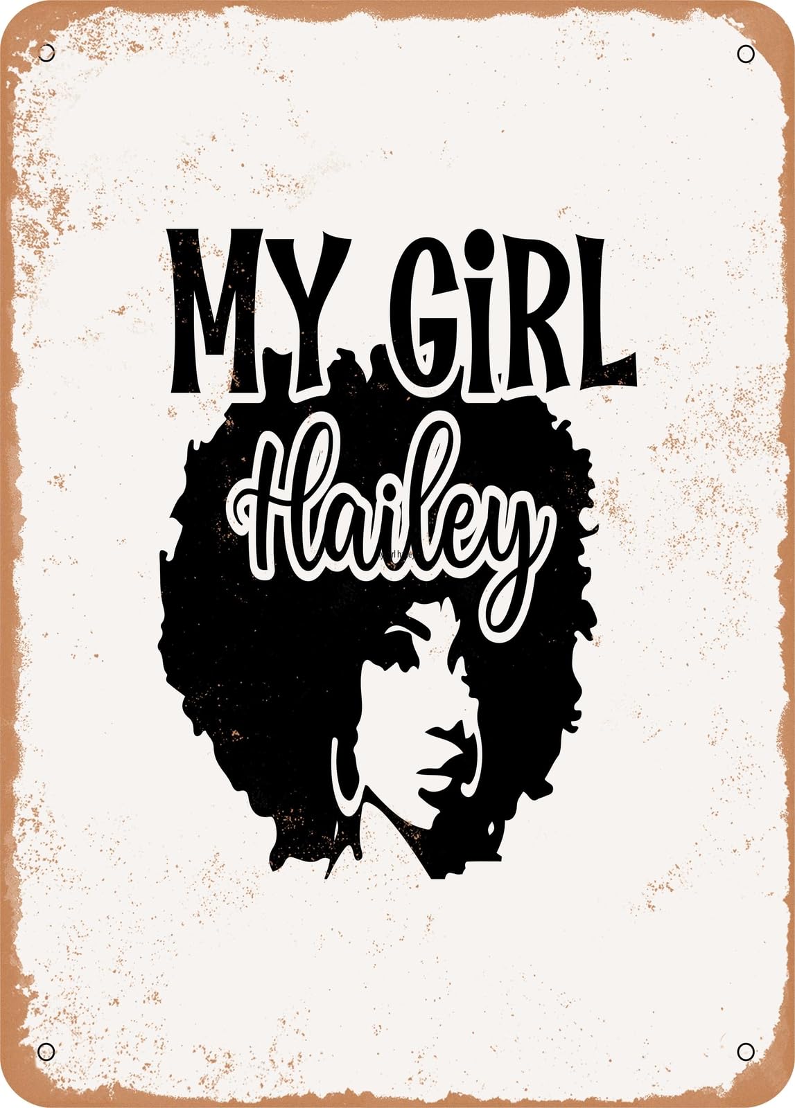 Miaomansenstore Girls Metal Sign - My Hailey - Vintage Look Home Decor