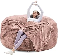 Vista 7 de Puf para adultos, 3 pies, puf con relleno, de espuma viscoelástica, puf de felpa, mueble para sala moderna, adecuado para dormitorio, balcón