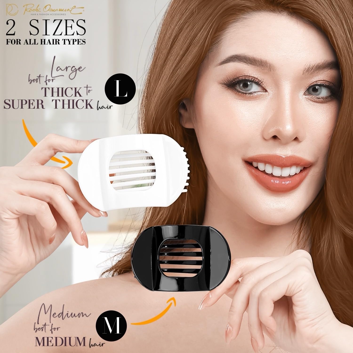 RC ROCHE 6 Pcs Flat Claw Hair Clips for Women Thick Hair French Round Duckbill Square Secure Strong Hold Grip Clamps Barrettes Curved No Slip No Crease Styling Cute Jumbo XL, Large Holiday Special - Image 4