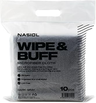 Nasiol Wipe&Buff Microfiber Cleaning and Ceramic Coat Application Cloth Professional, Highly Absorbent, Lint & Streak-Free, Edgeless Double-Sided Towel Pack of 10, Dark Gray 13.78 x 15.75 in