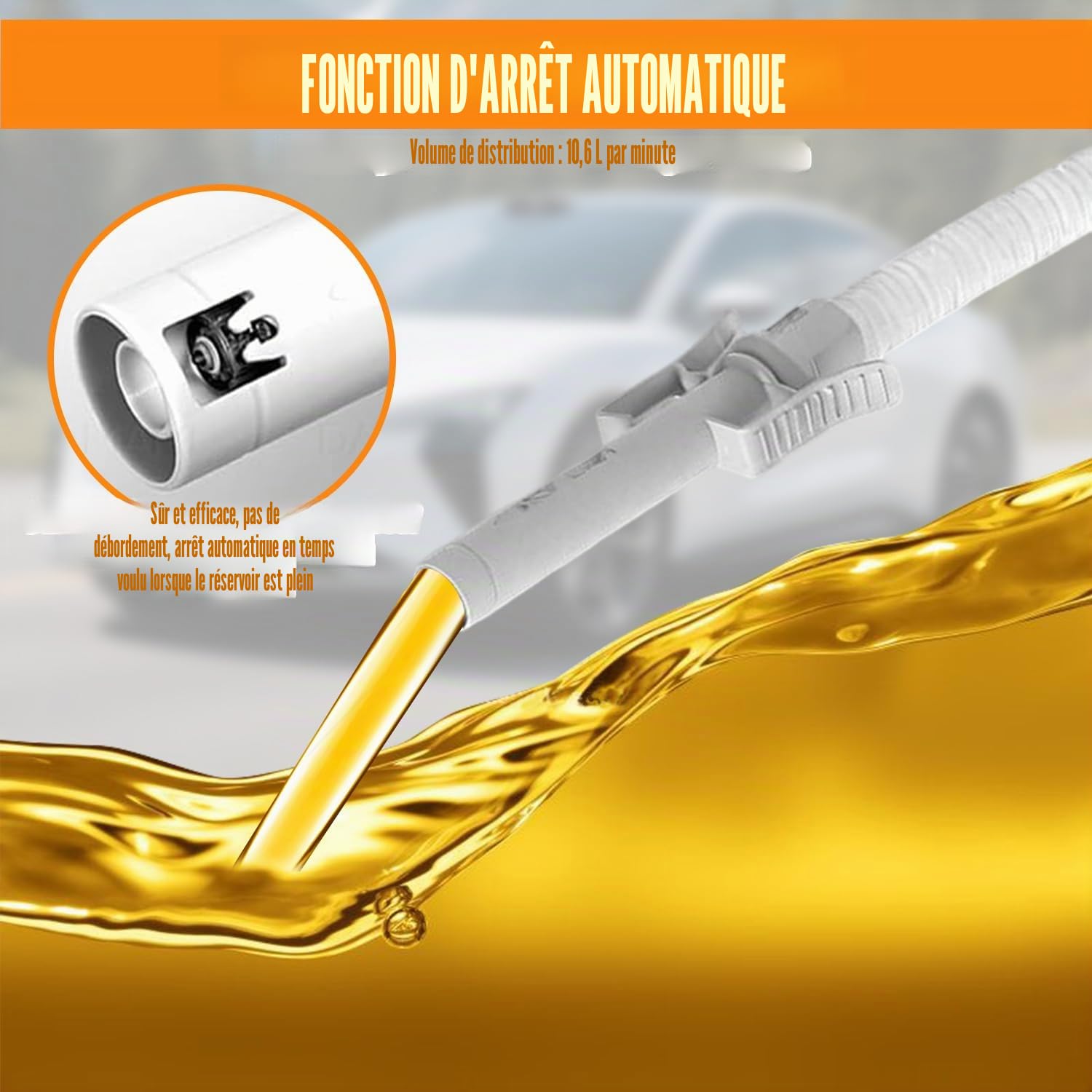 Pompe à essence pour bidon – Double alimentation (USB-C/AA), 3,2 GPM, pompe de transfert de carburant électrique avec arrêt automatique, pompe à huile électrique portable, tuyau de 51 pouces avec