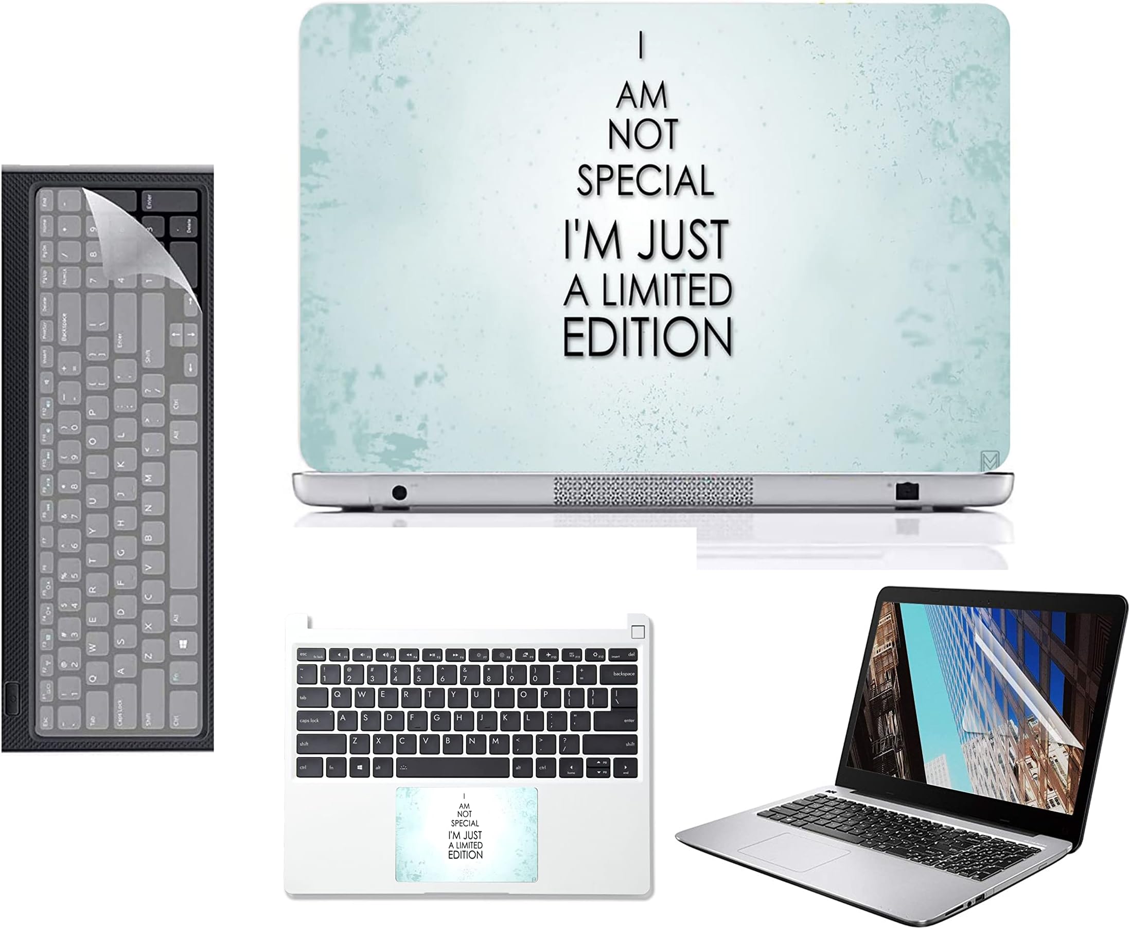 Ecomaholics 4 in 1 laptop screenguard, laptop skin, keyboard cover and touchpad protector accessories combo for Asus VivoBook 15 2021 X515JA-EJ562WS Laptop - D73